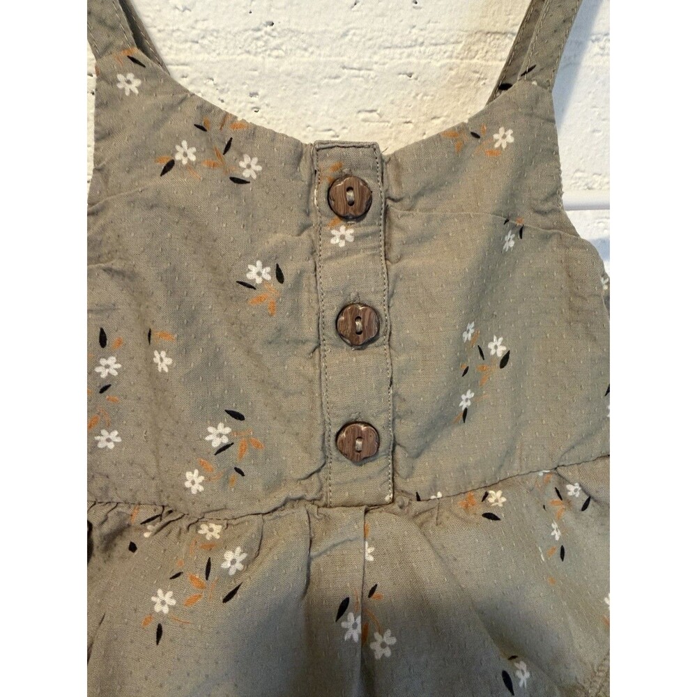 Joie Girl’s Romper Olive Green Floral Button Detail 3-6 Months - Picture 2 of 5